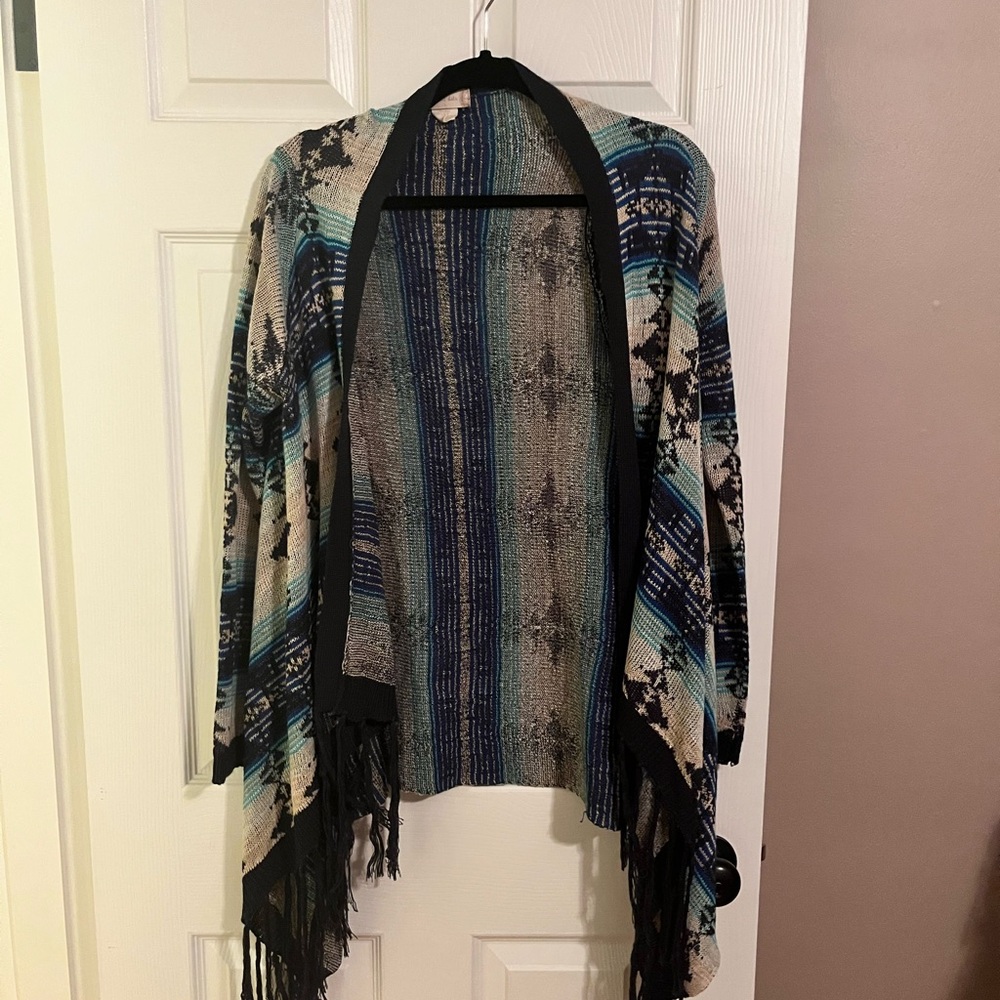 Striped Fringe Cardigan